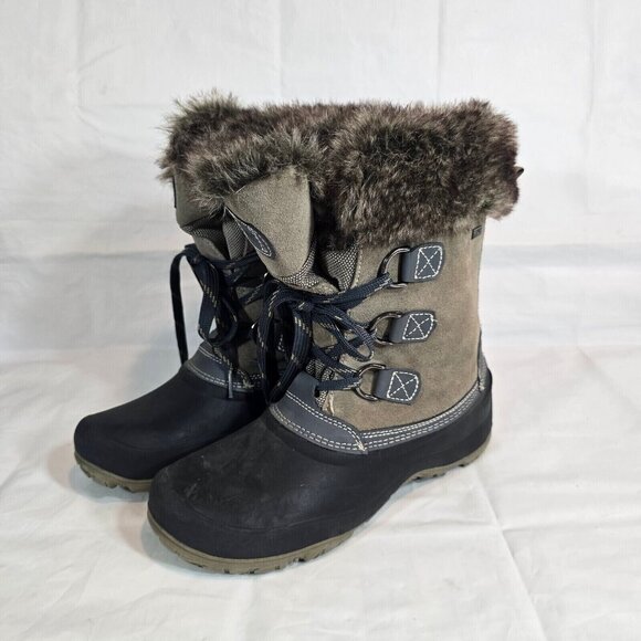 Khombu Snow Boots Women Size 9 Waterproof Slope Leather Winter Faux Fur Lined - Picture 1 of 8